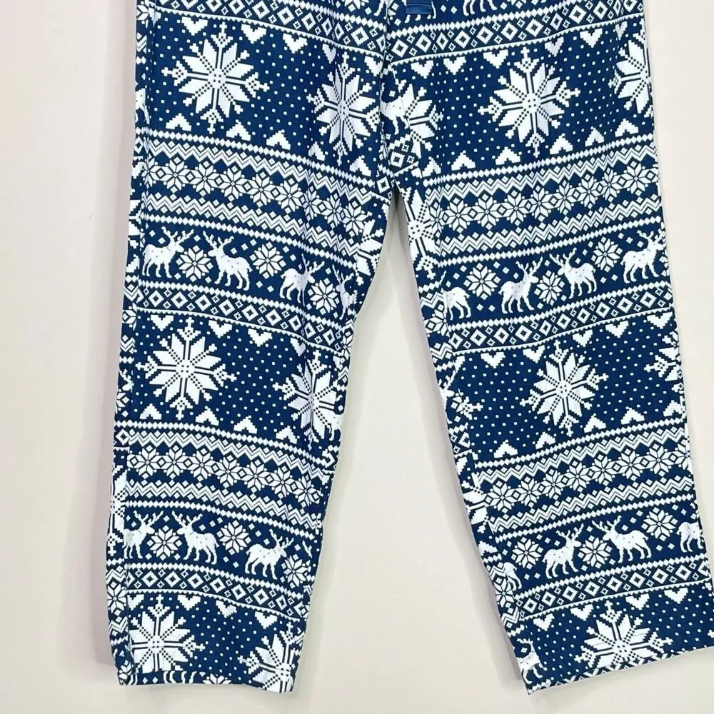 New Magellan Flannel Lounge Moonlight Ocean Fair Isle Pant Women's Size Large